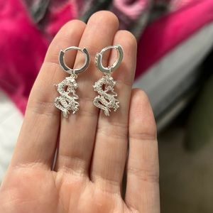 Evry Jewels Dragon Dangle Hoop Earrings